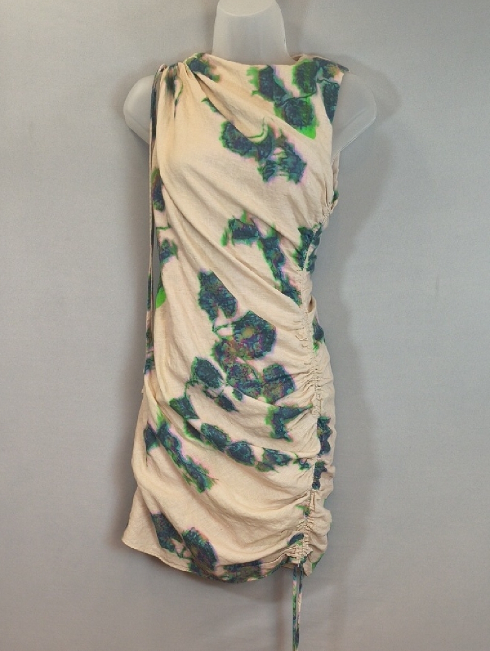 Zara Women's Sleeveless Tie Dye Ruched Mini Dress Size S
